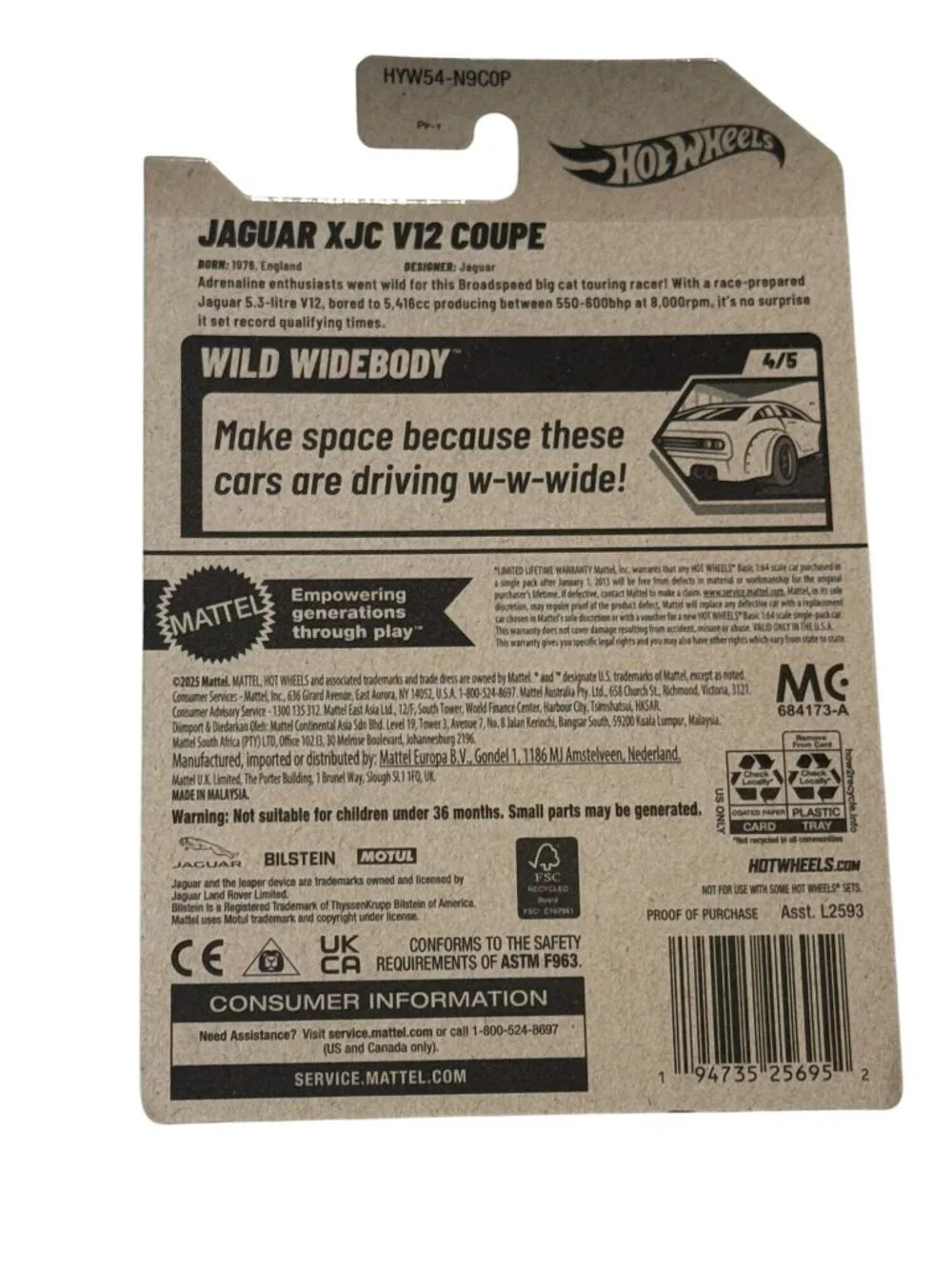 Hot Wheels 2025 Jaguar XJC V12 Widebody 4/5 Diecast
